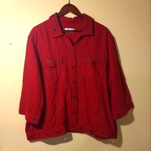 Women's C.J. Banks Linen/Rayon 3/4 Sleeve Studded Light Jacket.